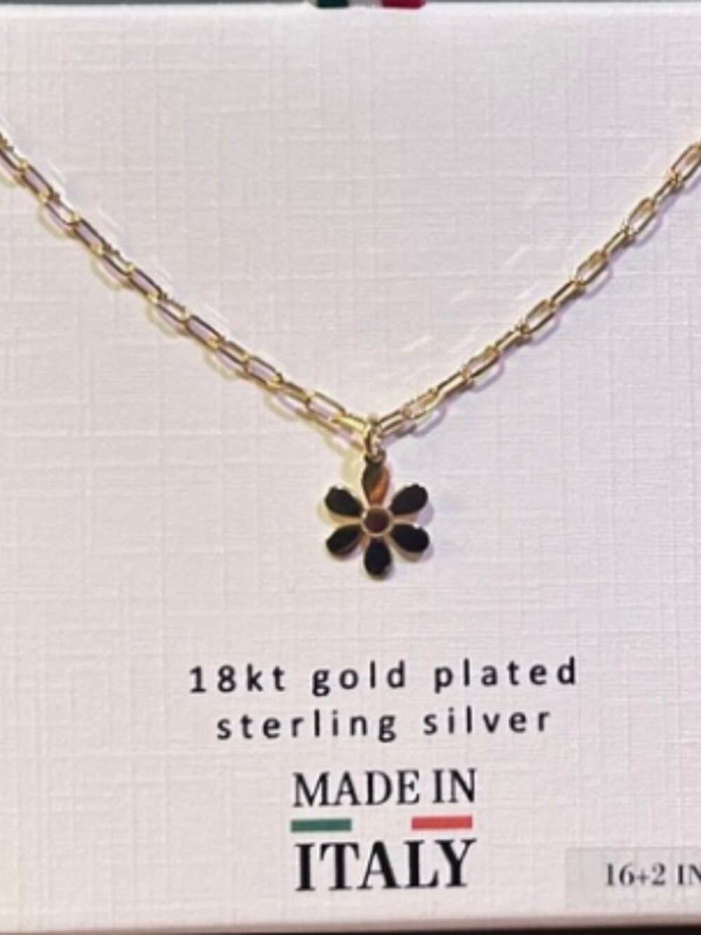 NWT LUCIA MARA Made in Italy 18kt Gold Plated Sterling Silver Daisy Necklace